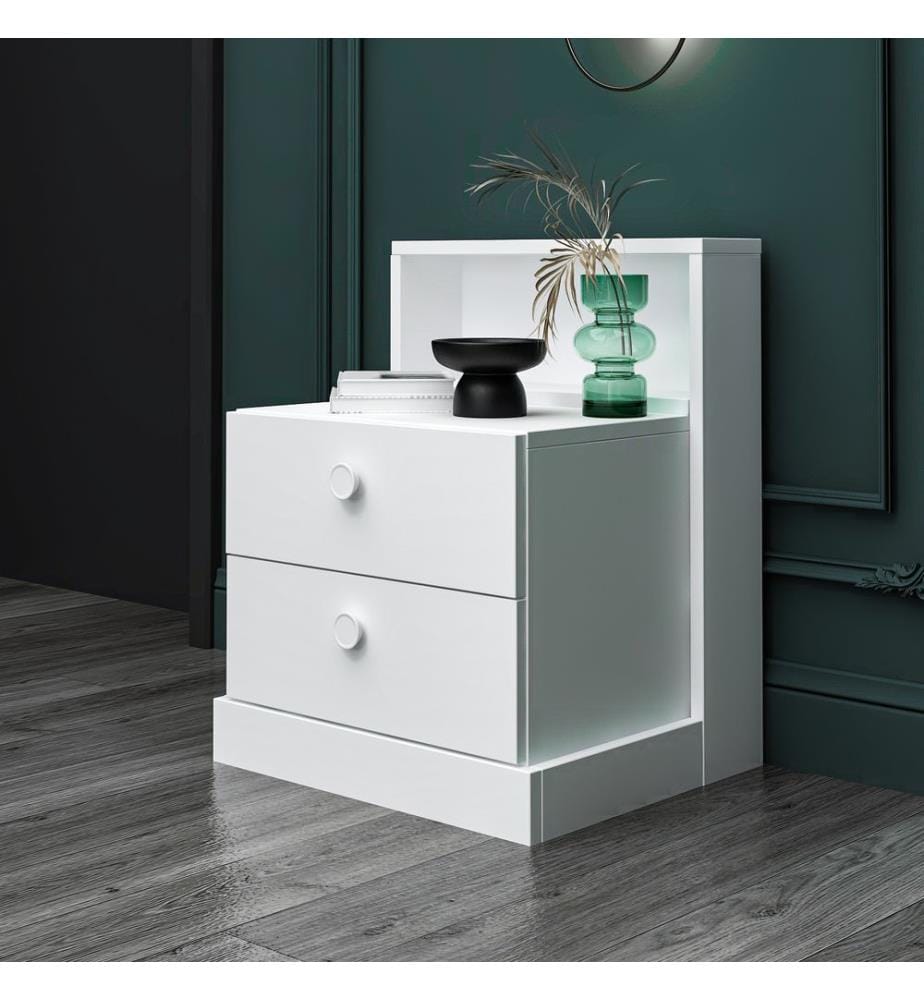 Table de nuit, blanc, 100% Melamine Particle Board