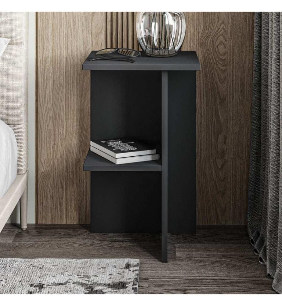 Table de chevet, anthracite, panneau de particules 100 % mélaminé