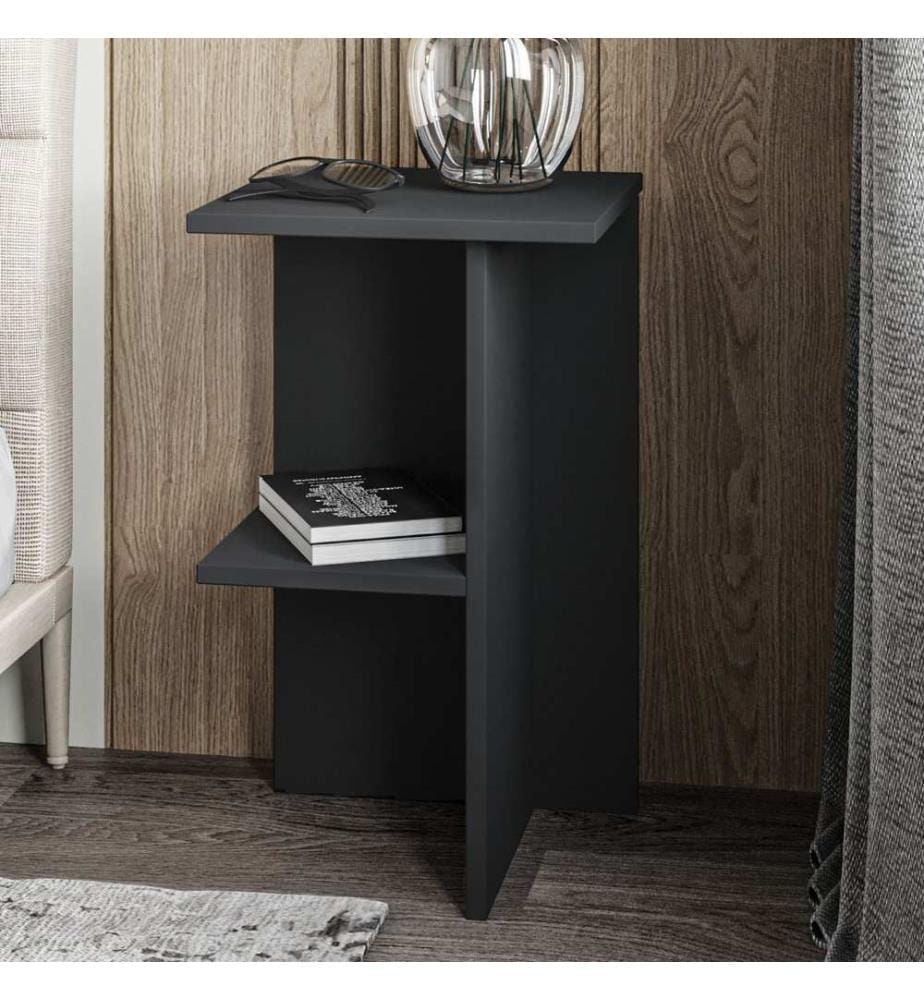 Table de chevet, anthracite, panneau de particules 100 % mélaminé