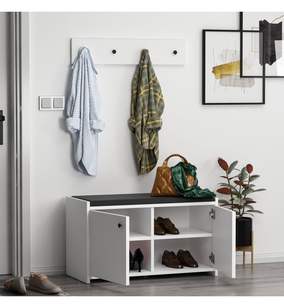 Blanc, Armoires À Chaussures, 45X80X35 cm, Plaque De Particules Enrobée De Mélamine