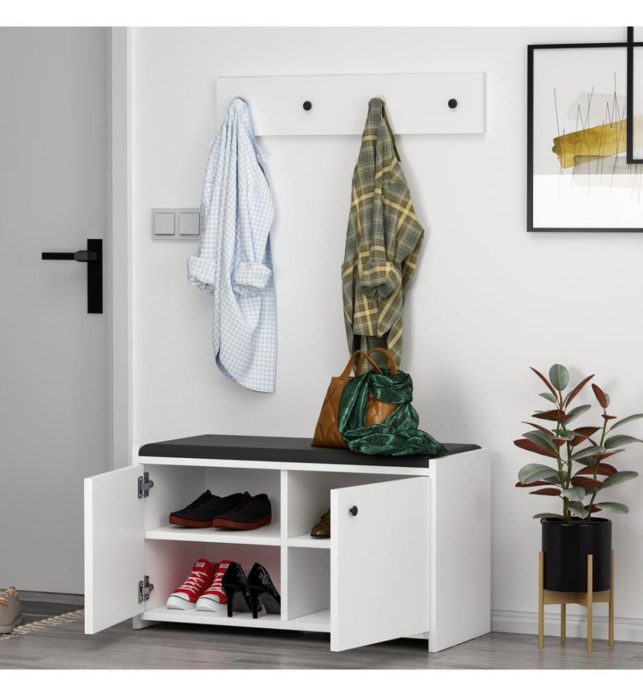 Blanc, Armoires À Chaussures, 45X80X35 cm, Plaque De Particules Enrobée De Mélamine