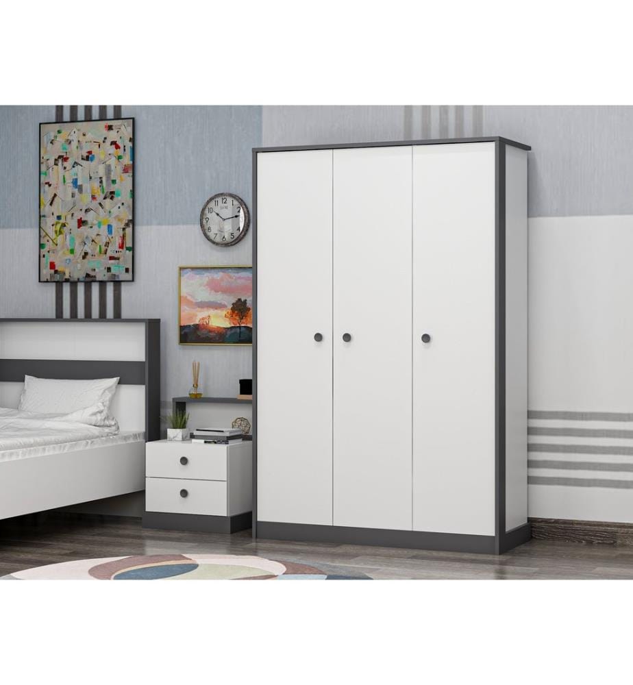 Wardrobe, AnthraciteWhite, Melamine Coated Particle Board