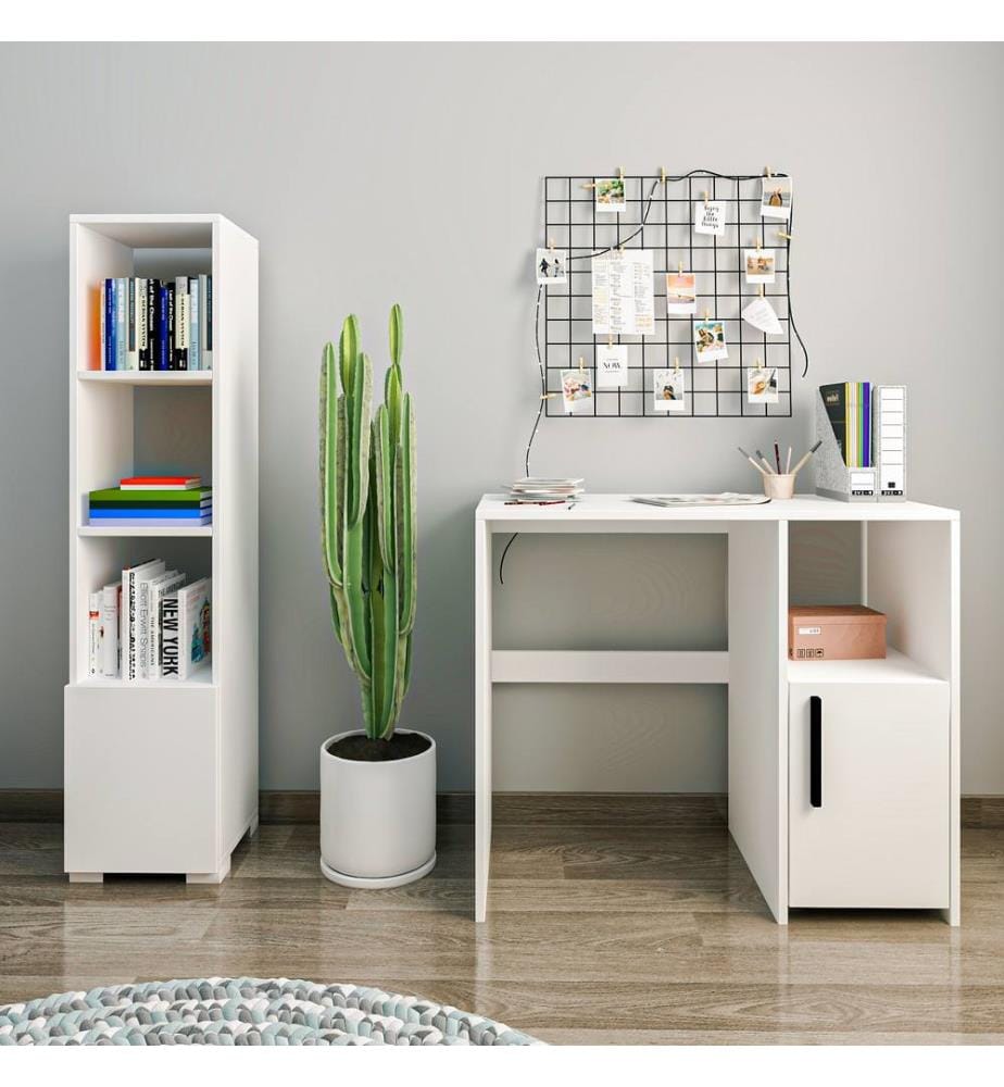 Bureau d'étude et bibliothèque, blanc, panneau de particules mélaminé