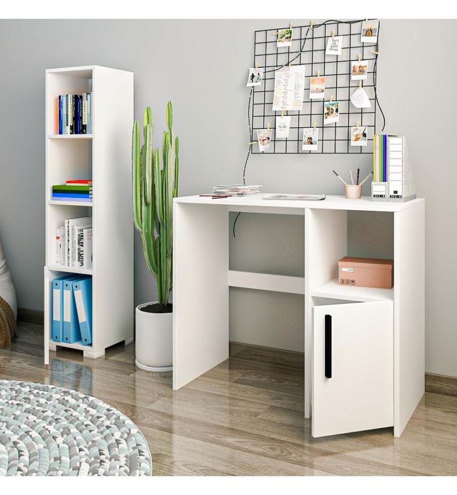 Bureau d'étude et bibliothèque, blanc, panneau de particules mélaminé