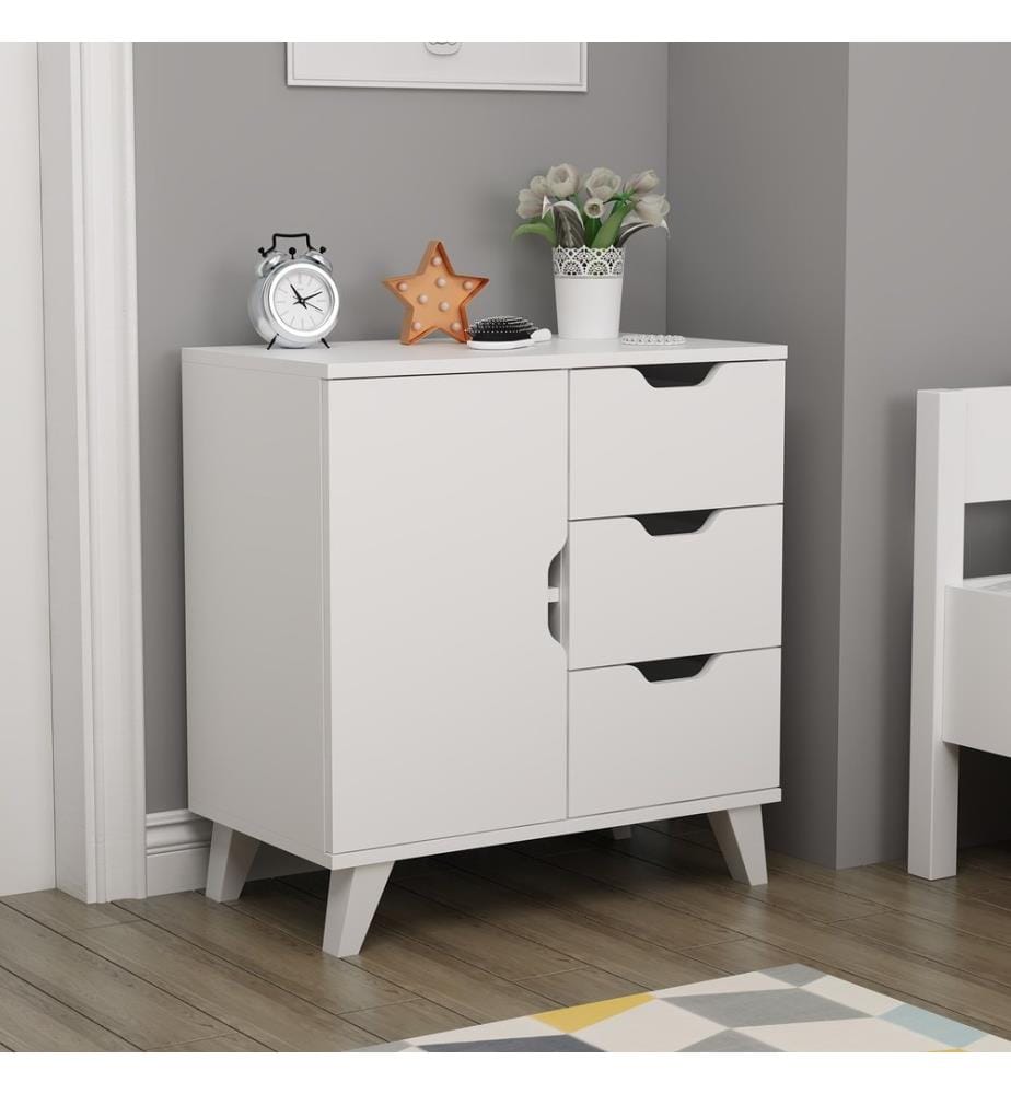 Commode, blanc, panneau de particules mélaminé