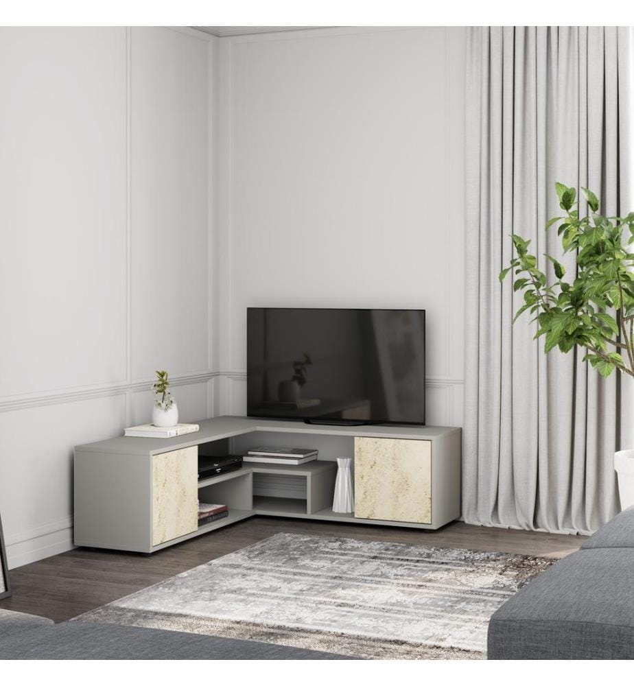 TV-Ständer, grau, Travertin, 100 % MELAMINBESCHICHTETE SPANPLATTE