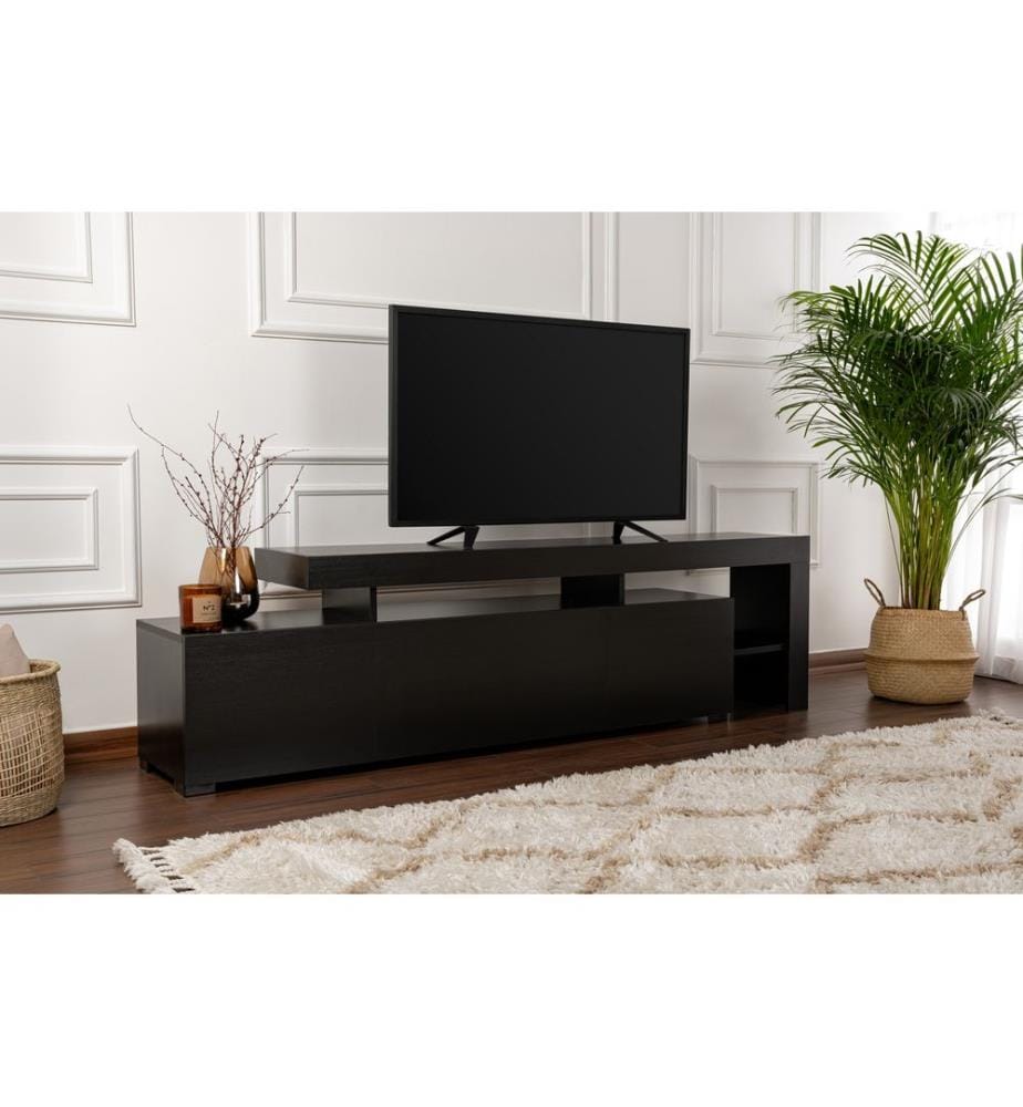 TV-Ständer, Holz schwarz, 100 % MELAMINBESCHICHTETE SPANPLATTE