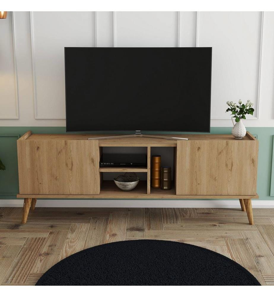 Eichenfarbig, Tv Schränke, 52X150X34 cm, Melaminbeschichtete Partikelplatte