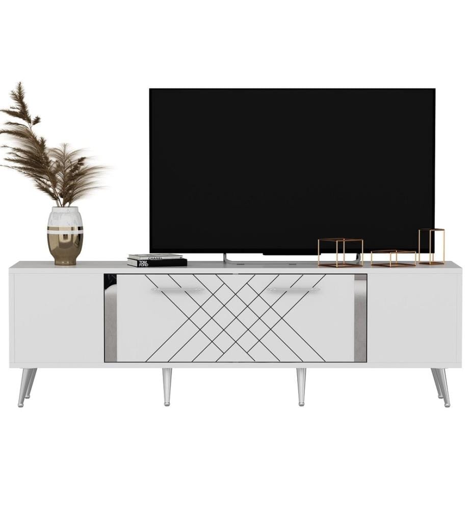 Blancs, Armoires Tv, 48,2X150X35 cm, Plaque De Particules Enrobée De Mélamine