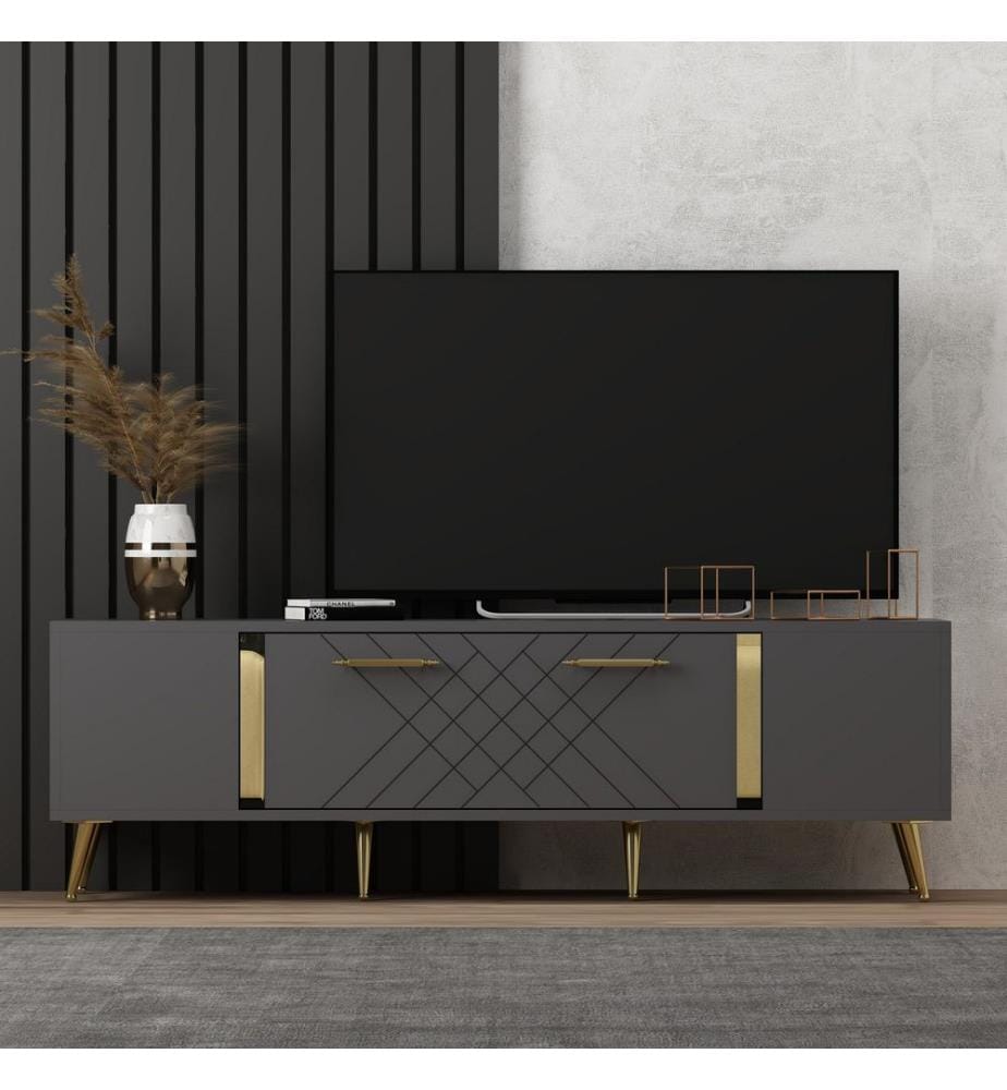 Anthracite, Armoires De Télévision, 48,2X150X35 cm, Plaque De Particules Enrobée De Mélamine