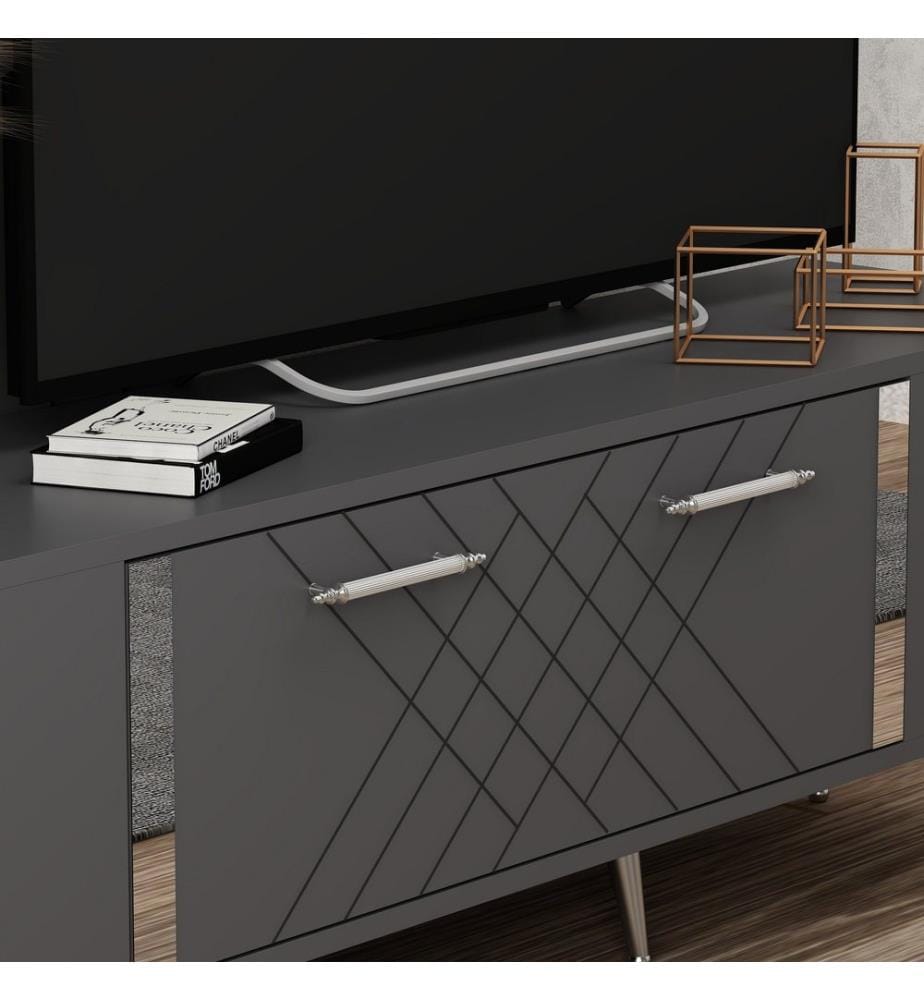 Anthracite, Armoires De Télévision, 48,2X150X35 cm, Plaque De Particules Enrobée De Mélamine