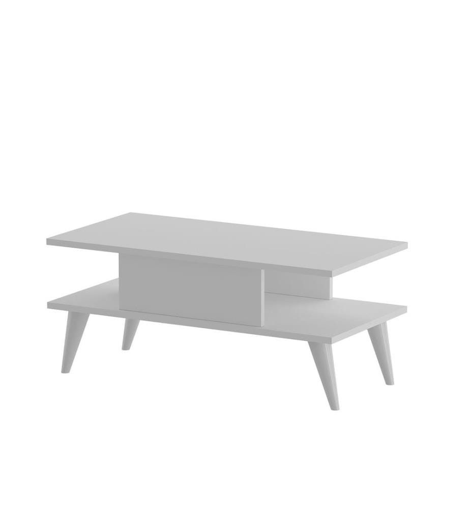 Blanc, Tables Basses, 40X90X45 cm, Assiette De Particules Enrobée De Mélamine