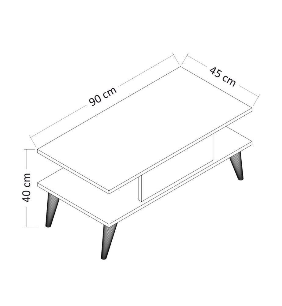 Blanc, Tables Basses, 40X90X45 cm, Assiette De Particules Enrobée De Mélamine