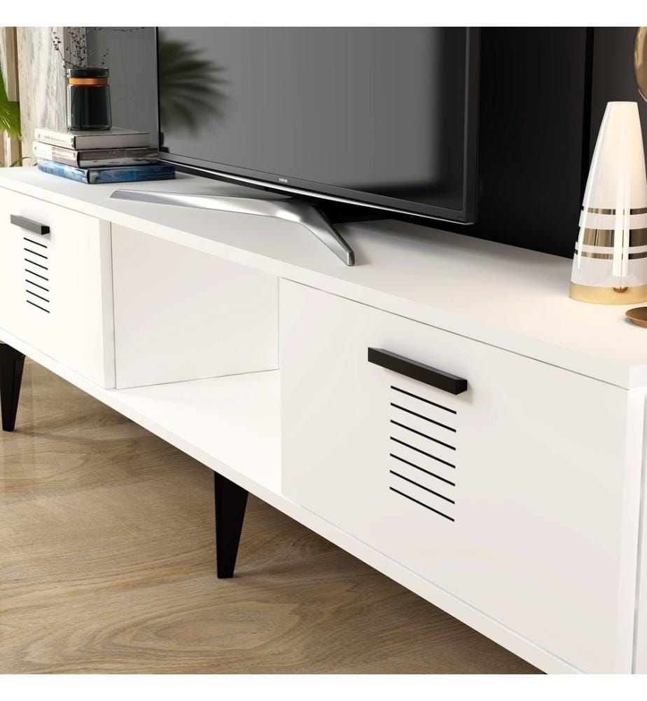 Tv Stand, Weiss, Melaminbeschichtete Partikelscheibe