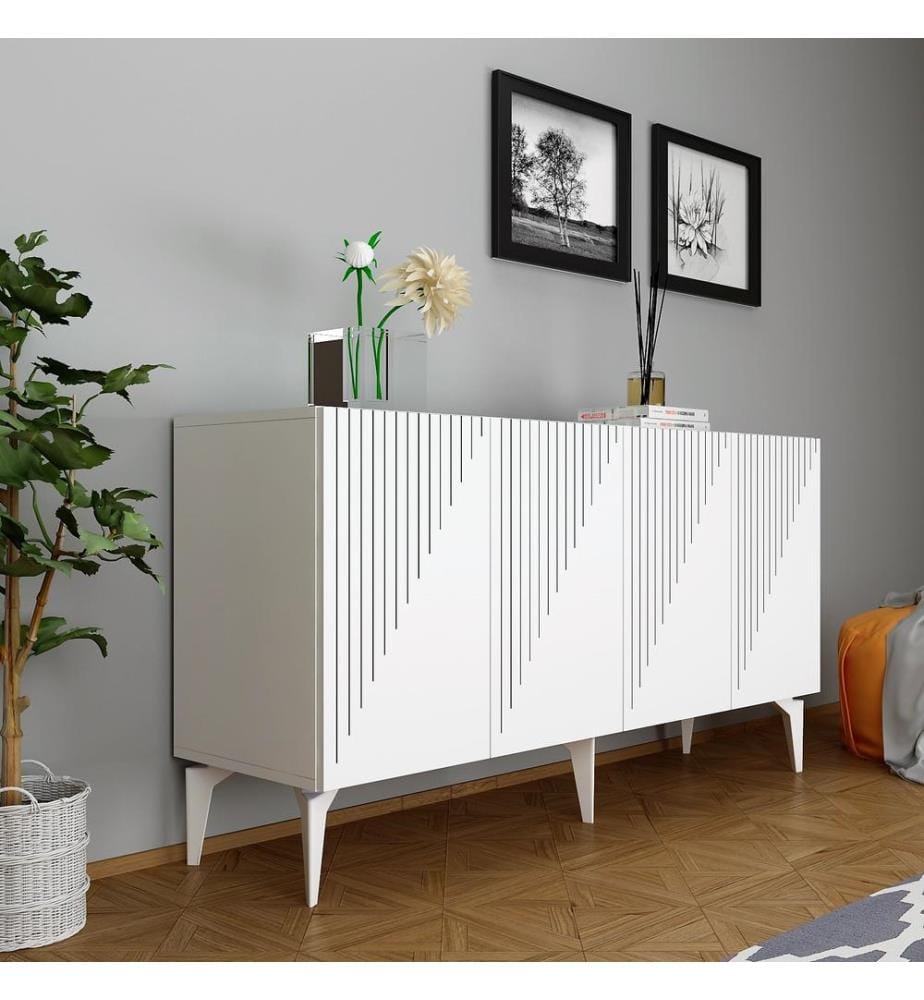 Console, White, Melamine Coated Particle Board