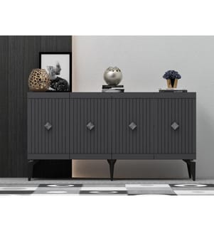 Console, Anthracite, Argent, Panneau de particules mélaminé