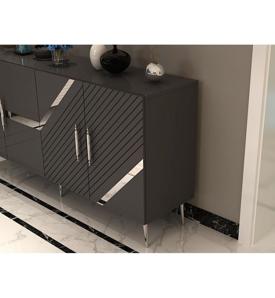 Console, anthracite, argent, panneau de particules 100 % mélaminé