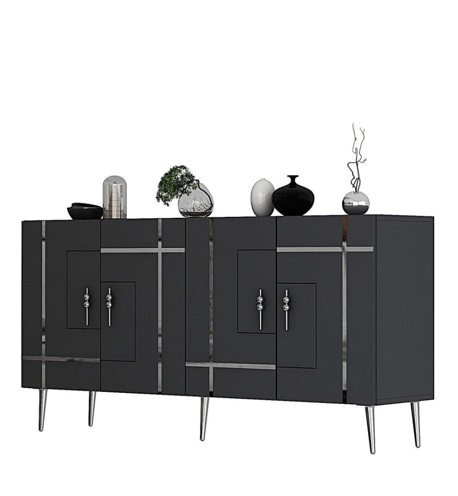 Console, anthracite, argent, panneau de particules 100 % mélaminé