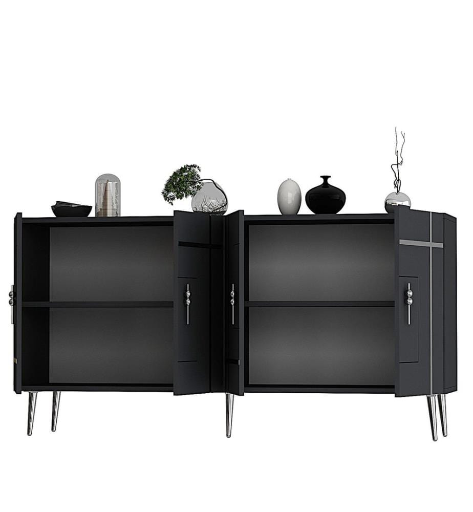 Console, anthracite, argent, panneau de particules 100 % mélaminé