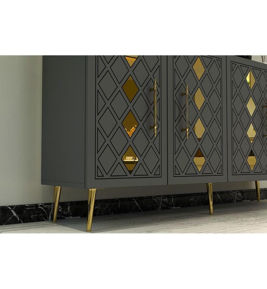 Console, anthracite, doré, PANNEAU DE PARTICULES 100 % MÉLAMINÉ