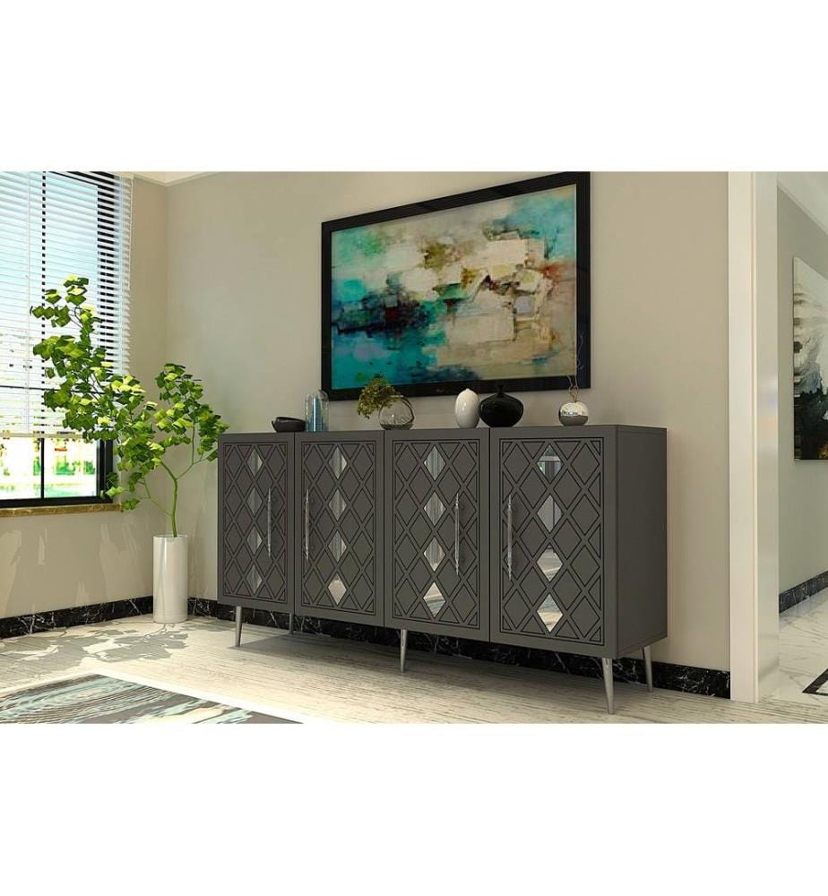 Console, anthracite, argent, panneau de particules 100 % mélaminé