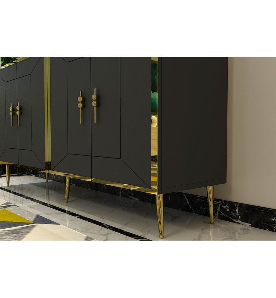 Console, anthracite, doré, PANNEAU DE PARTICULES 100 % MÉLAMINÉ
