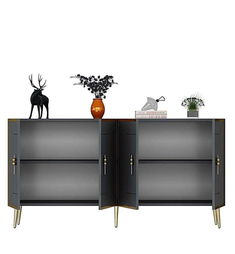 Console, anthracite, doré, PANNEAU DE PARTICULES 100 % MÉLAMINÉ