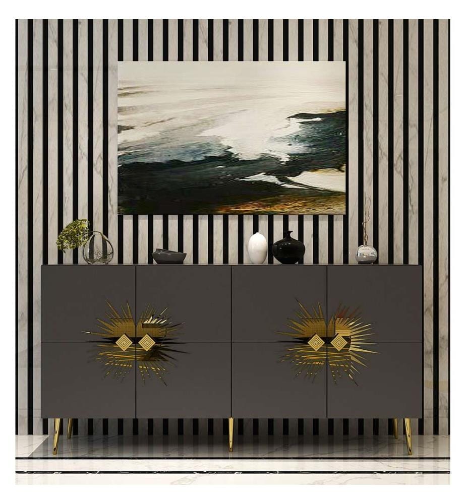 Console, anthracite, doré, PANNEAU DE PARTICULES 100 % MÉLAMINÉ