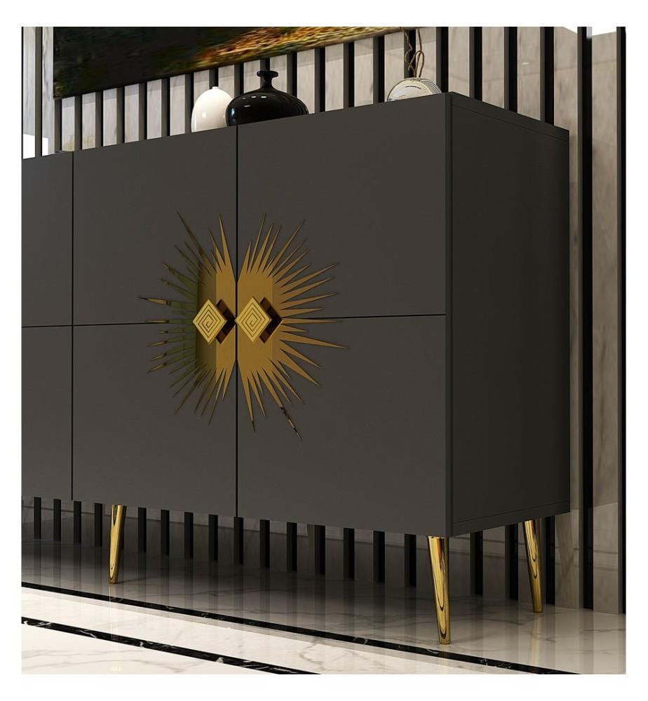 Console, anthracite, doré, PANNEAU DE PARTICULES 100 % MÉLAMINÉ