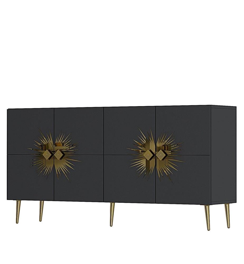 Console, anthracite, doré, PANNEAU DE PARTICULES 100 % MÉLAMINÉ