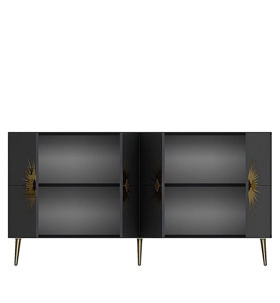 Console, anthracite, doré, PANNEAU DE PARTICULES 100 % MÉLAMINÉ