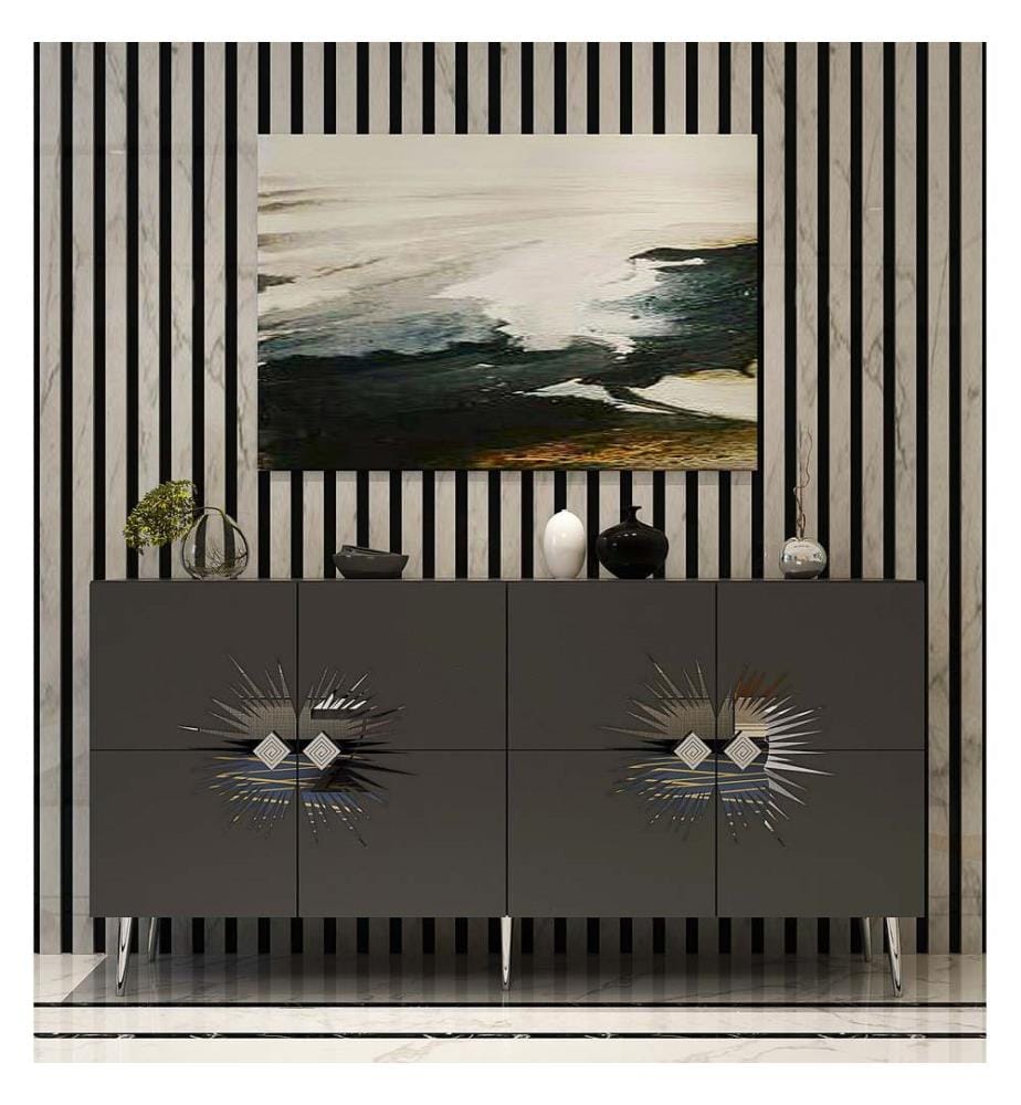Console, anthracite, argent, panneau de particules 100 % mélaminé
