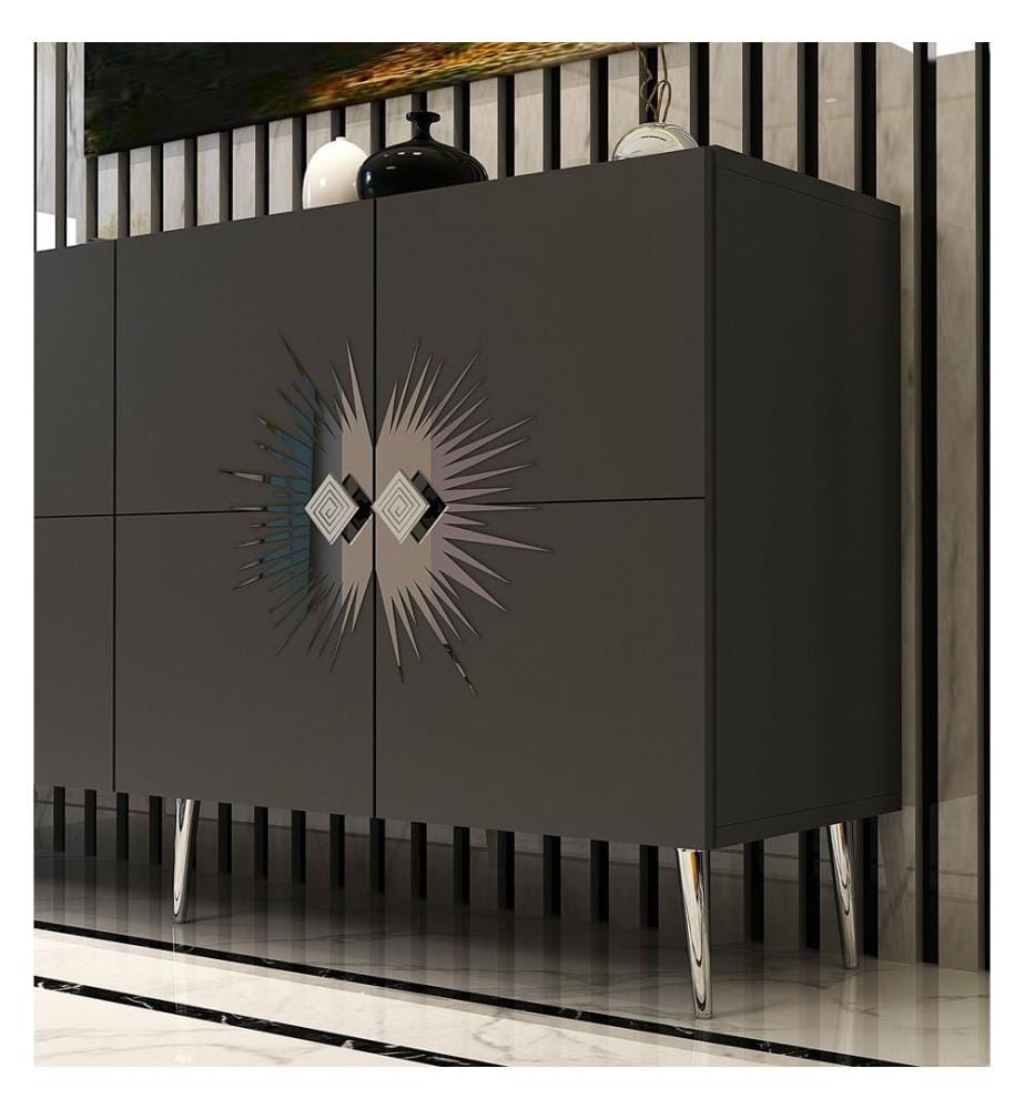Console, anthracite, argent, panneau de particules 100 % mélaminé