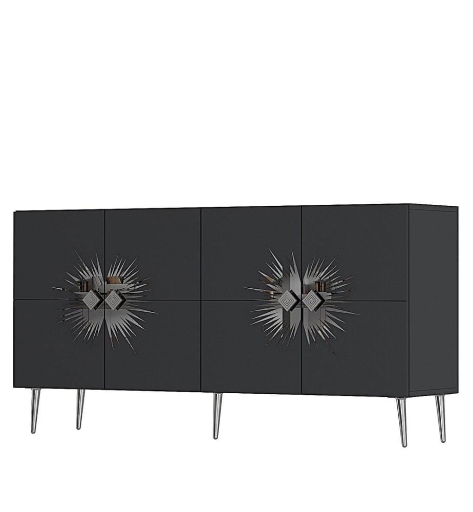 Console, anthracite, argent, panneau de particules 100 % mélaminé