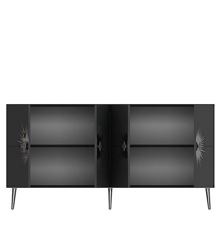 Console, anthracite, argent, panneau de particules 100 % mélaminé