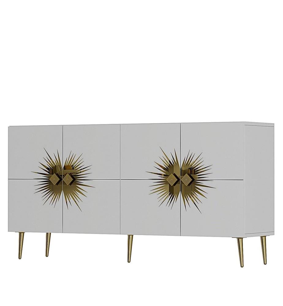 Konsole, weiss, Gold, 100 % MELAMINBESCHICHTETE SPANPLATTE