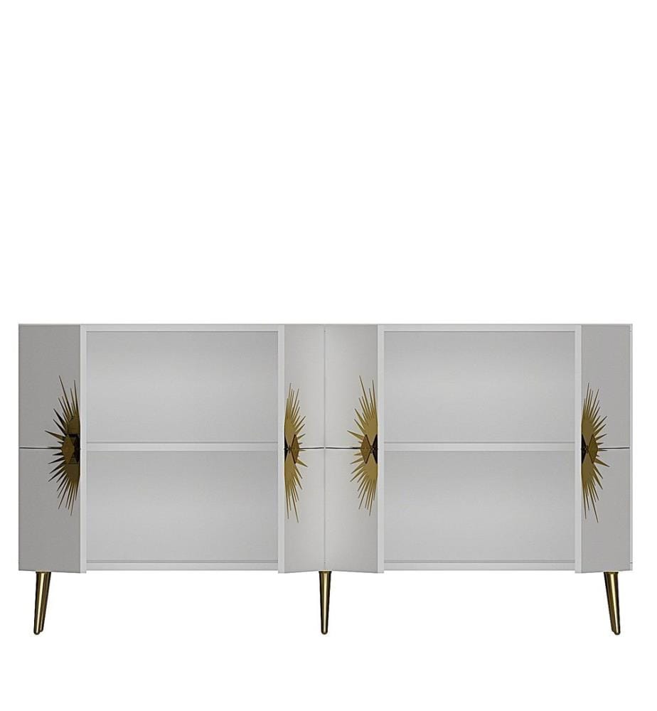 Konsole, weiss, Gold, 100 % MELAMINBESCHICHTETE SPANPLATTE