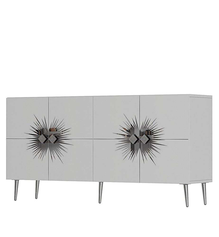 Console, blanc, argent, panneau de particules 100 % mélaminé