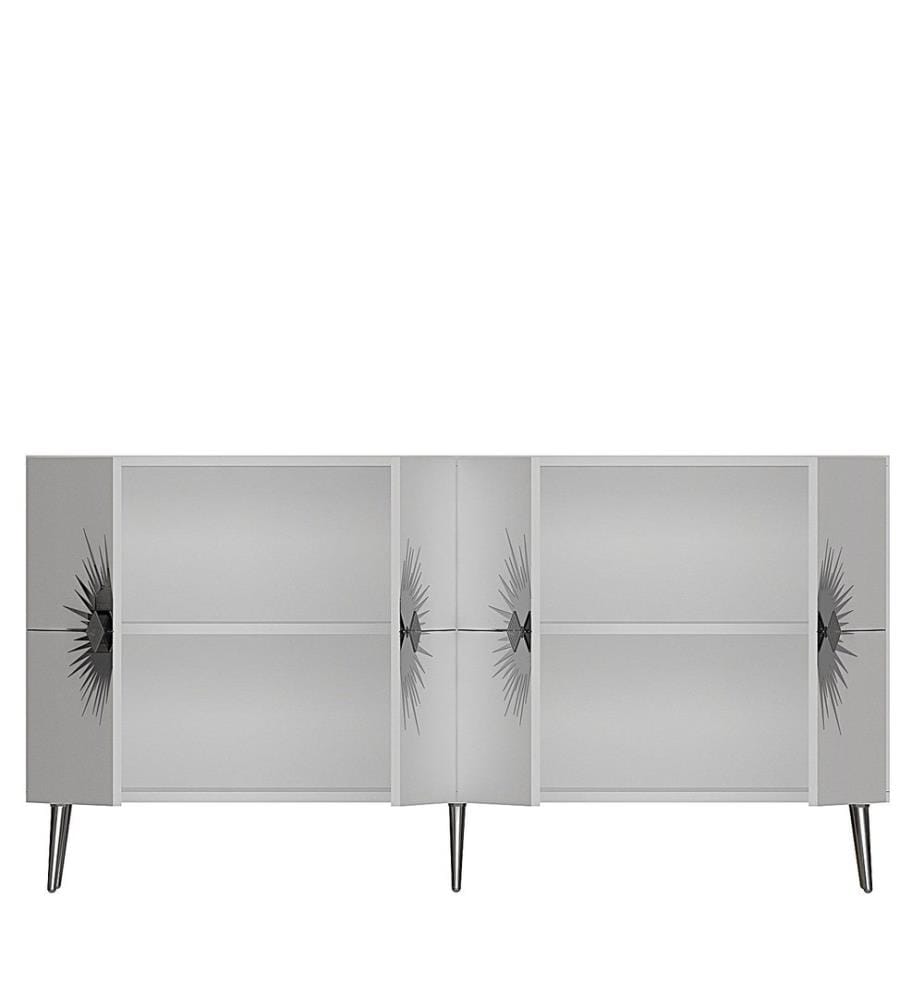 Console, blanc, argent, panneau de particules 100 % mélaminé
