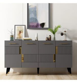 Console, Anthracite, Or, Panneau de particules mélaminé