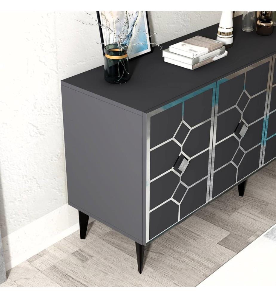 Console, Anthracite, Argent, 100% Melamine Particle Board