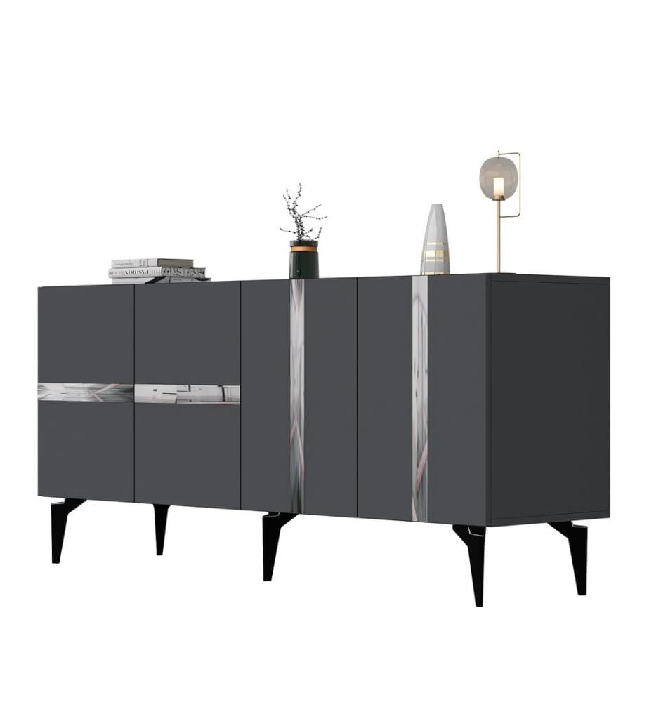 Konsole, Anthrazit, Silber, 100% Melamine beschichtete Spanplatte