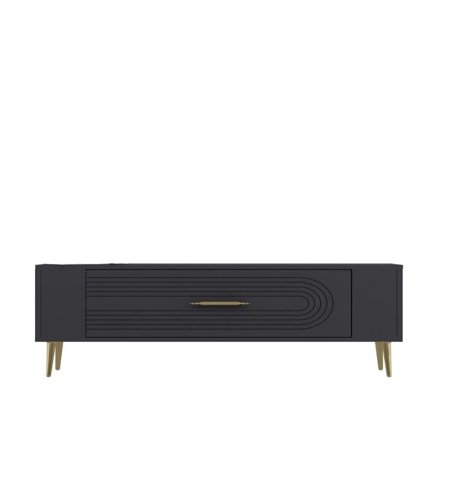TV-Ständer, anthrazit, gold, 100 % MELAMINBESCHICHTETE SPANPLATTE