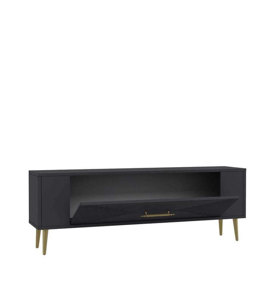 TV-Ständer, anthrazit, gold, 100 % MELAMINBESCHICHTETE SPANPLATTE