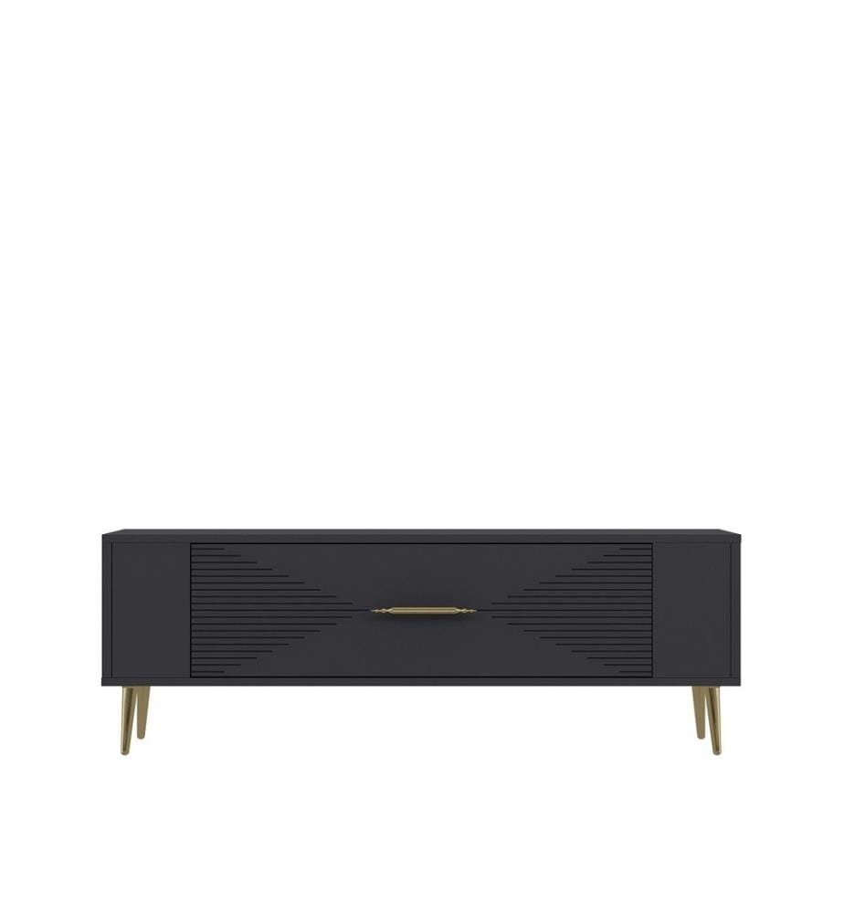 TV-Ständer, anthrazit, gold, 100 % MELAMINBESCHICHTETE SPANPLATTE