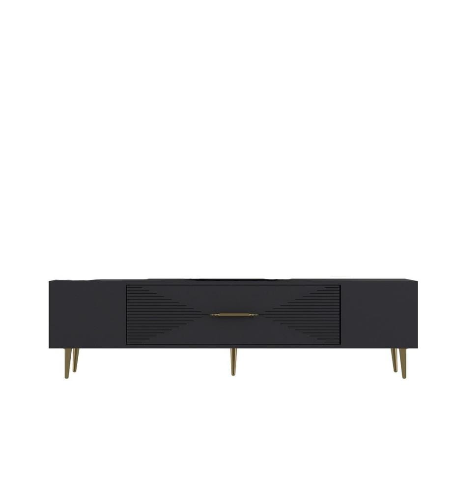 TV-Ständer, anthrazit, gold, 100 % MELAMINBESCHICHTETE SPANPLATTE