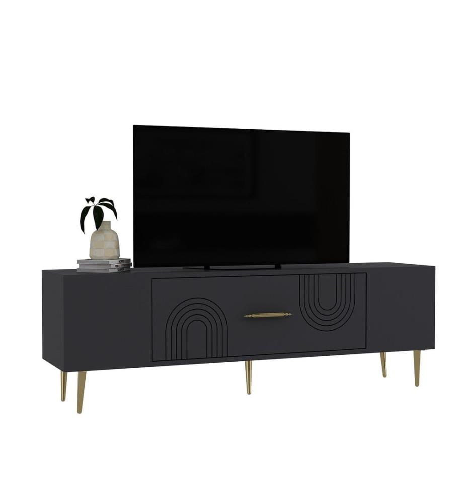 TV-Ständer, anthrazit, gold, 100 % MELAMINBESCHICHTETE SPANPLATTE