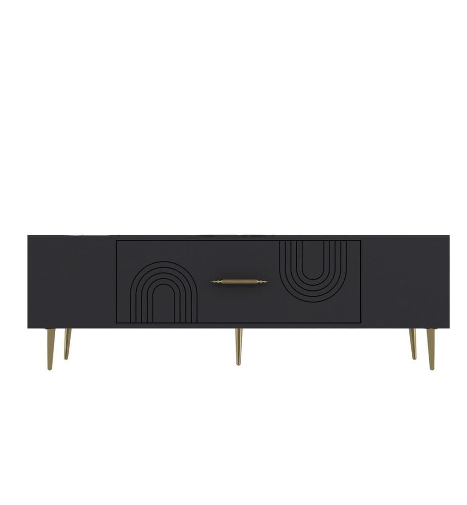 TV-Ständer, anthrazit, gold, 100 % MELAMINBESCHICHTETE SPANPLATTE
