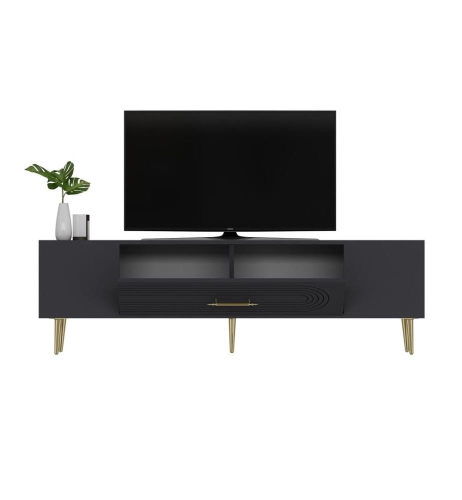 TV-Ständer, anthrazit, gold, 100 % MELAMINBESCHICHTETE SPANPLATTE