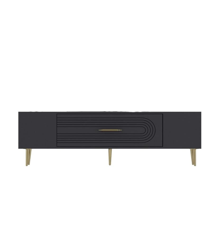 TV-Ständer, anthrazit, gold, 100 % MELAMINBESCHICHTETE SPANPLATTE